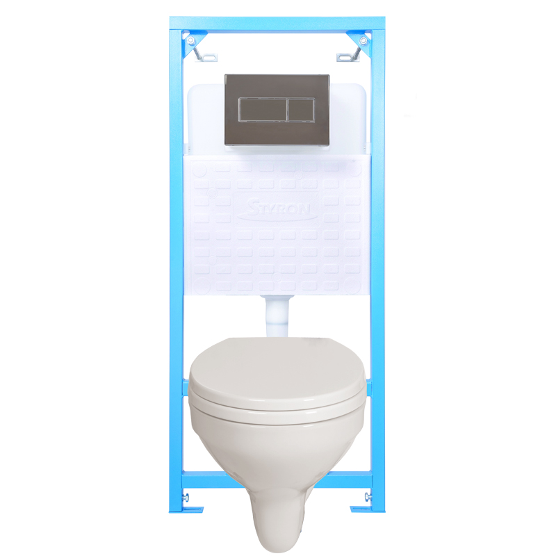 Komplettpaket  WC NIAGARA Fix +  chromfarbene Betätigungsplatte