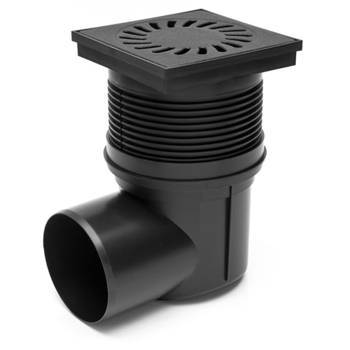 Side street inlet with dry flap and water level odour seal, cast iron - outlet Ø110 mm