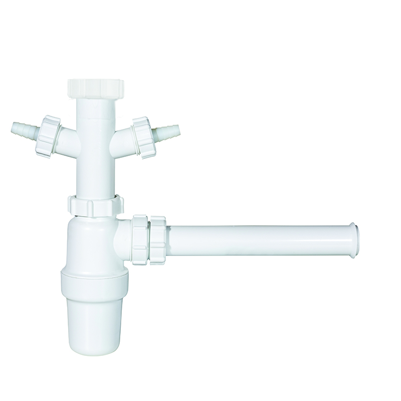 Condensate trap with two connector, Ø32 mm outlet and with non-return valve