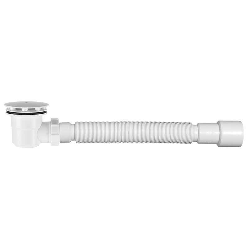Ø60 mm shower trap with jolly flex pipe, white plastic cover plated, with removable air trap, cleanable