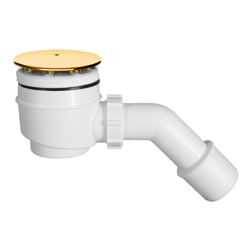 Ø50 mm shower trap, golden plated plastic, cleanable