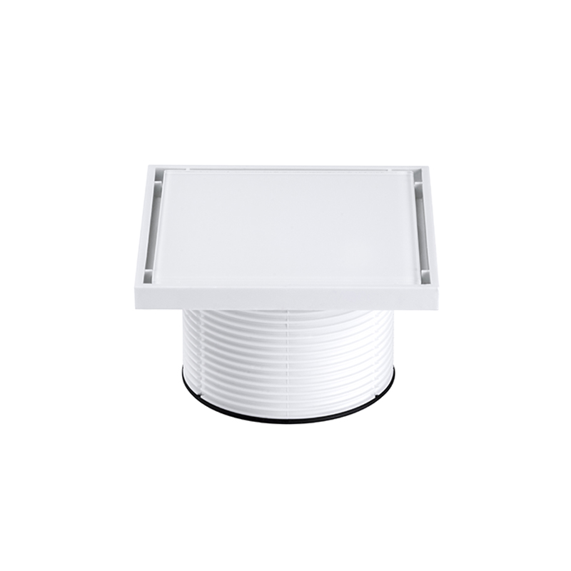 Pipe extension for floor drain with white painted glass grid
