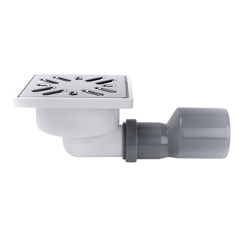Horizontal Ø50 mm outlet shower trap with stainless steel tile and with non-standard trap