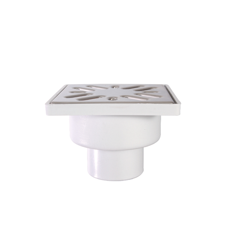 Vertical Ø50 mm outlet shower trap with 100x100 mm square designed plastic tile with non-standard trap