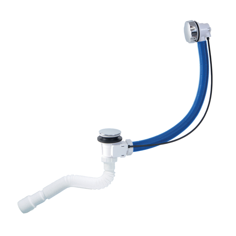 Automated bath dran, (chrome plated) with flexible pipe and with bowden