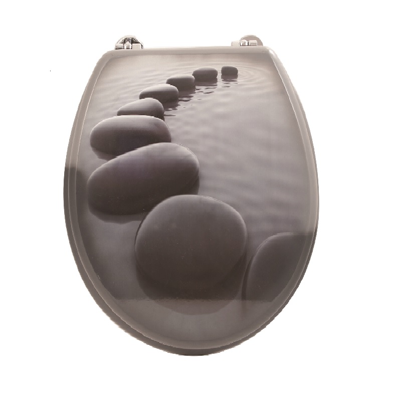 Black-grey rocks designed Medium Density Fiberboard toilet seat