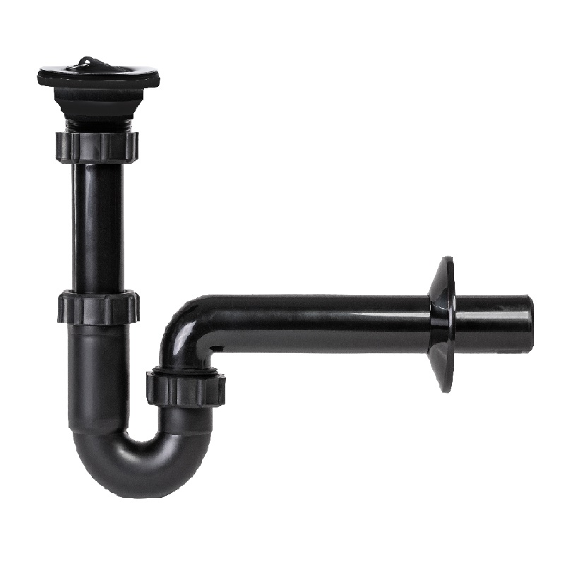 Single bowl pipe trap with sink waste, Ø32 mm outlet (black)