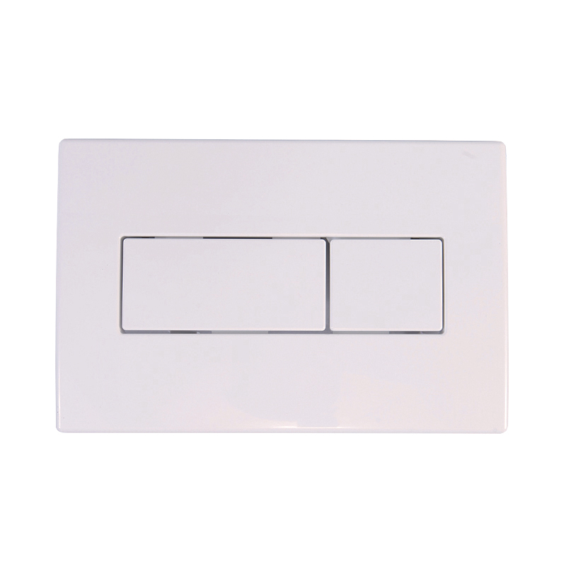 Flush plate with double press button, square design, (white) plastic