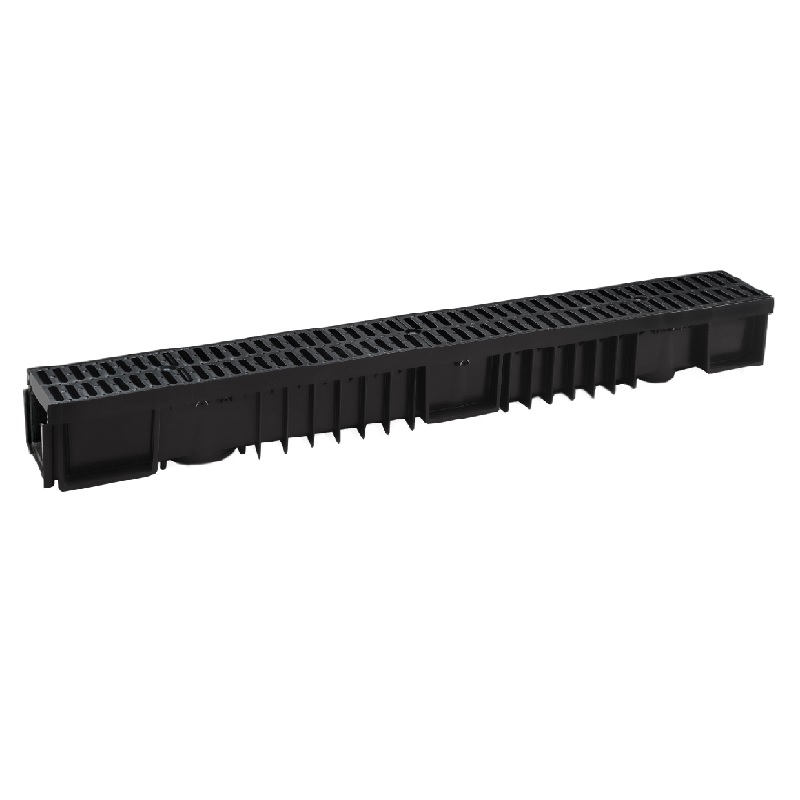 Drainage channel 1m length with (black) plastic grid