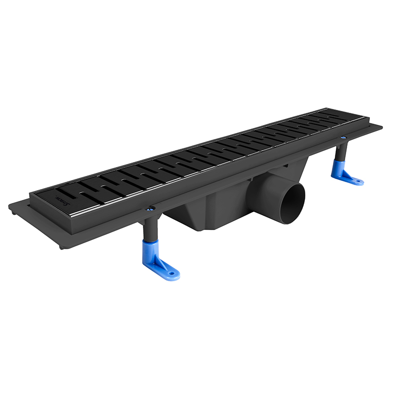 Black linear shower channel with 500 mm long black 