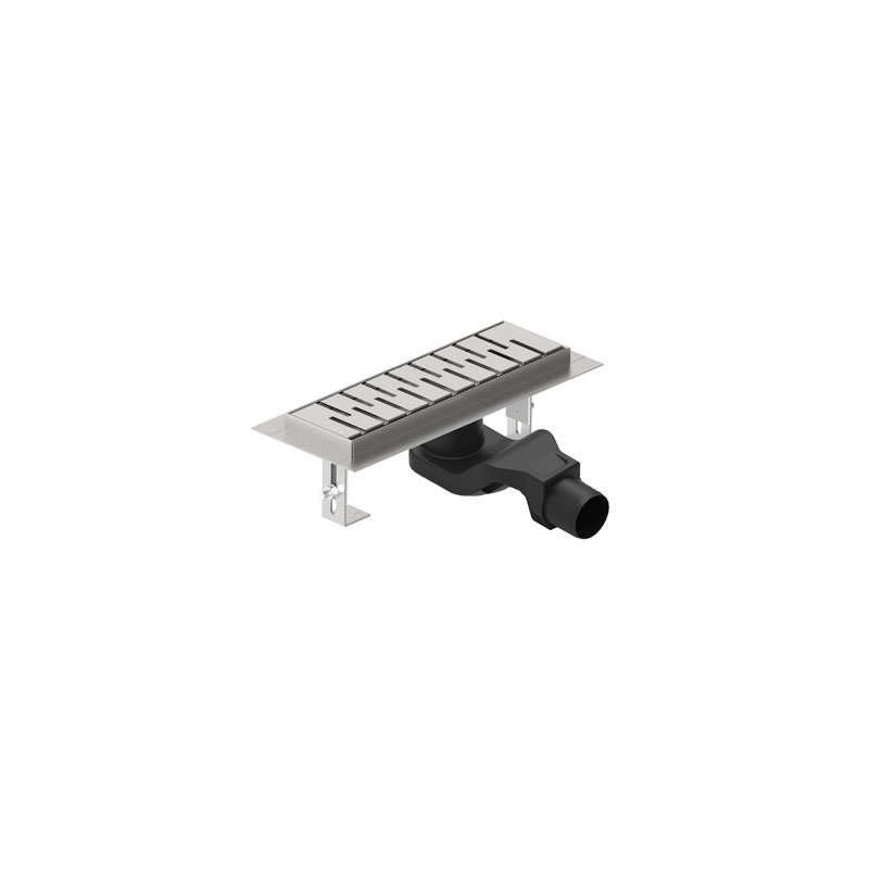 Linear metal shower channel with 400 mm long MEDIUM stainless steel grid