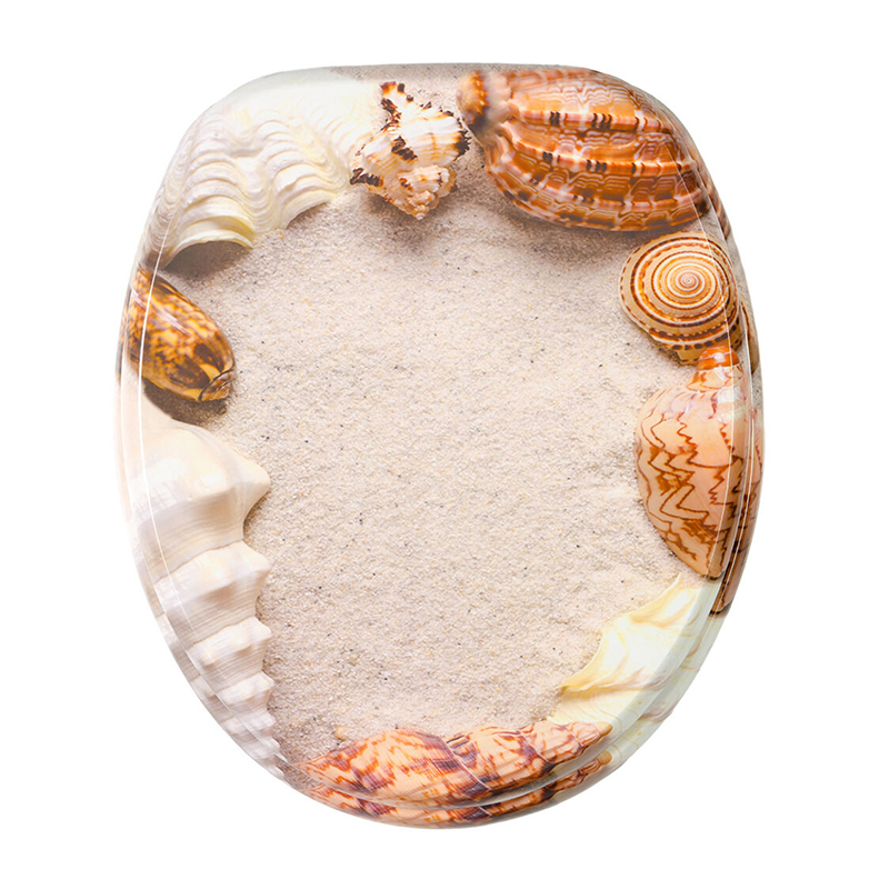 Shell and sea snails designed Medium Density Fiberboard toilet seat