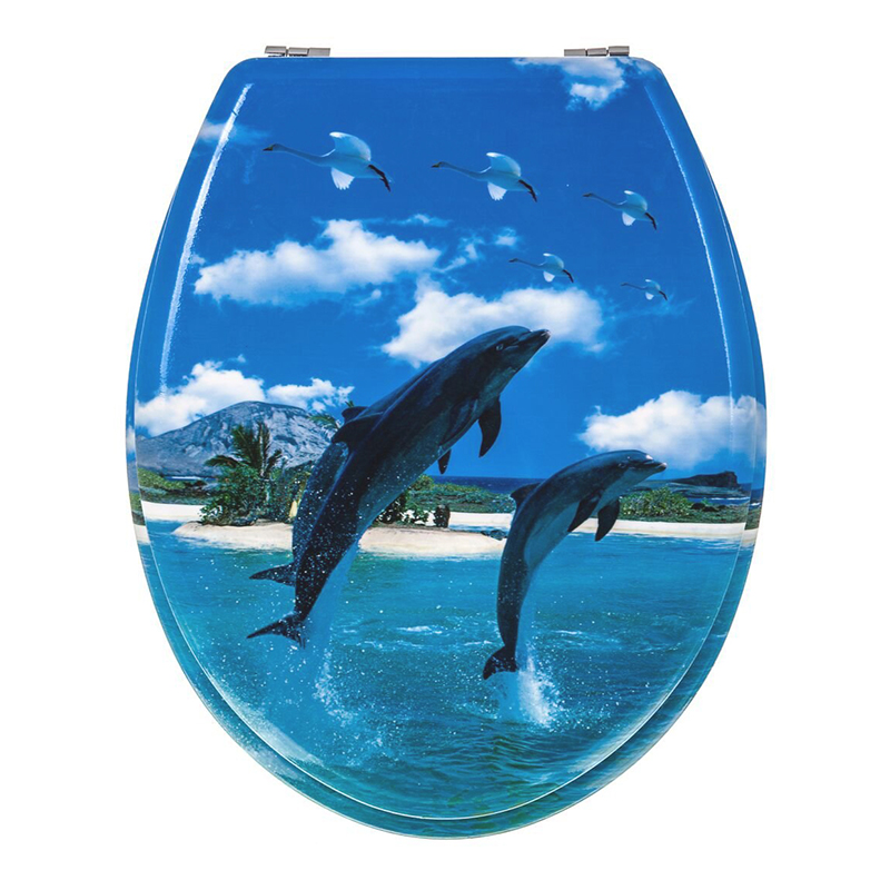 Jumping dolphins designed Medium Density Fiberboard toilet seat