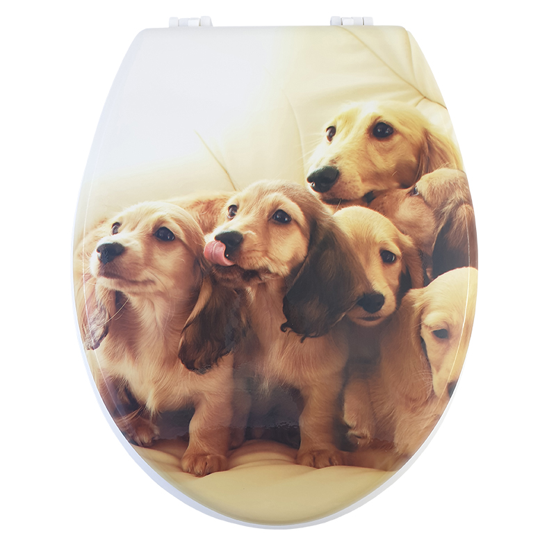 MDF WC ülőke, színes, spániel kutyák (3) - mintás