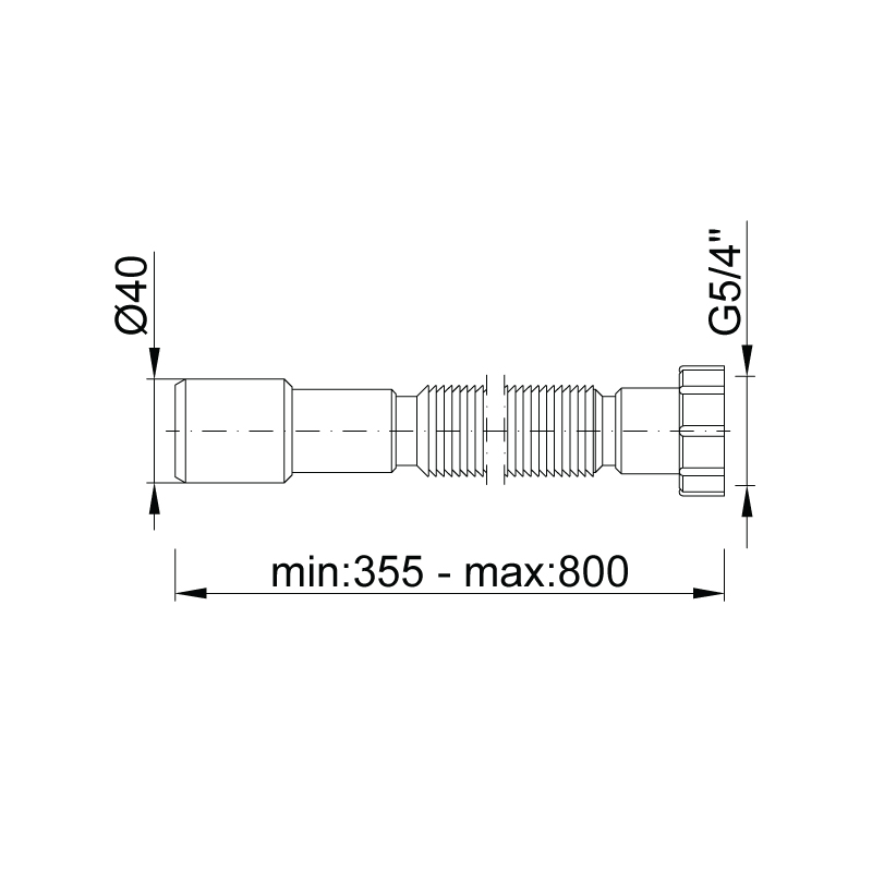 Rura elastyczna harmonijkowa z podłączeniem 5/4”- Ø32/40 mm