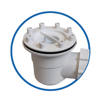 Ø60 mm shower trap, white plastic, with removable air trap, cleanable